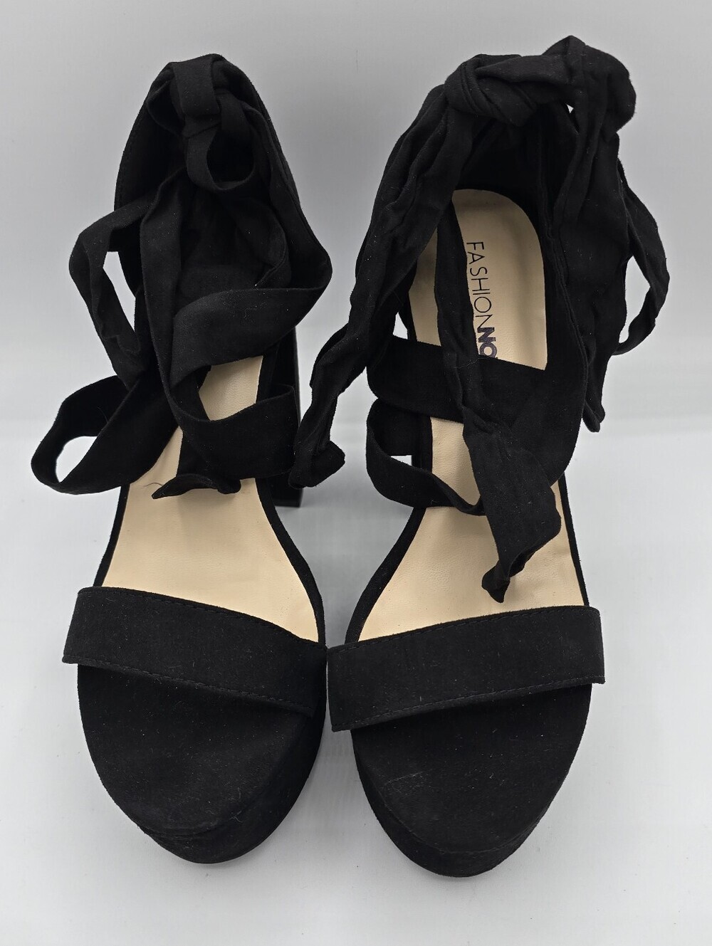 Fashion Nova - (NWOT) Platform Sandals Chunky Block-Heel & Ankle Tie Closure